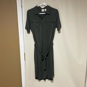 Chico's Women's Short Sleeve Button Down Knee Length Dress Medium